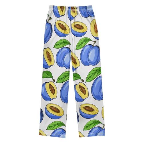 J JOYSAY Fruit Leaves White Pajamas Pants Soft Long Pajama Bottoms Lounge Sleep Pants Size S-XL2