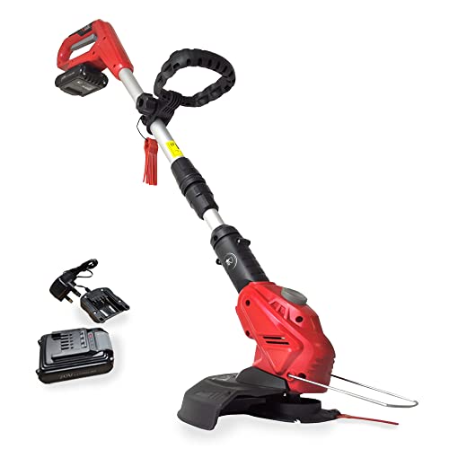 Electric Cordless Strimmer Grass Trimmer 20V RocwooD Lawn Edger Cutter Lightweight Powerful Telescopic Quick Change Spare Blades Included Garden Battery And Charger