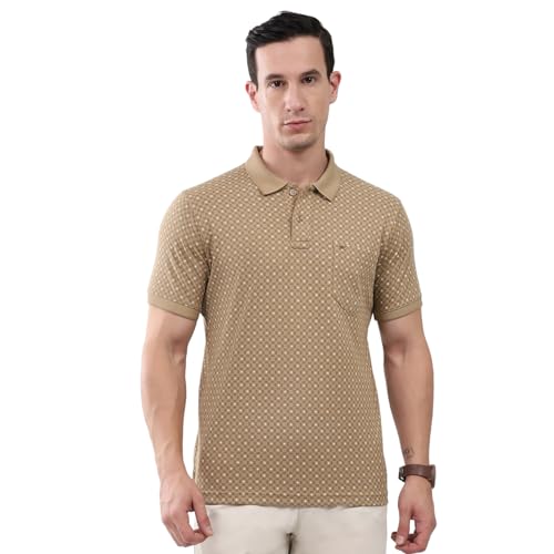Image of Monte Carlo Men's Regular Fit T-Shirt | Printed Design | Collar Neck Button Closure | Half Sleeves Casual Fashion Wear Tshirt for Men's (Pack of 1)