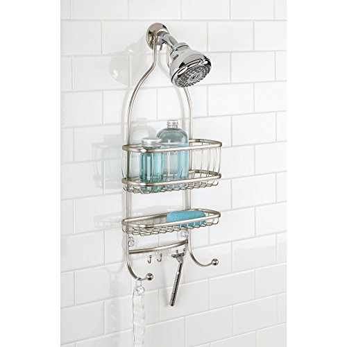 iDesign-York-Metal-Wire-Hanging-Shower-Caddy-Satin-Silver-Extra-Wide-Space-975-x-4-x-22-Hooks-for-Razors-Towels-For-Shampoo-Conditioner-Soap