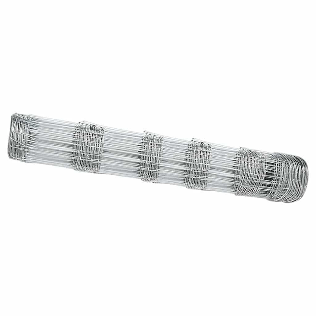 Galvanised Steel Field Fence 50 x 0.8 m Silver Rectangle Roll for Garden Patio Livestock Outdoor Durable Wire Mesh Barrier