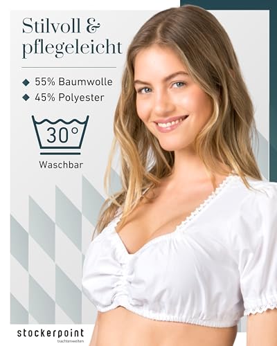 Stockerpoint Damen Tania Trachtenbluse, Weiß, 38