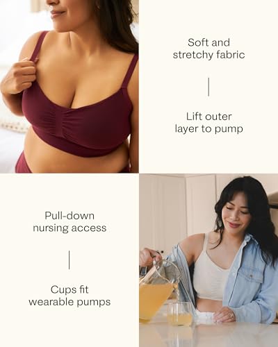 Kindred Bravely Sublime Sleep Pumping Bra Hands Free, Adjustable Pumping & Nursing Bra with EasyClip for All Breast Pumps