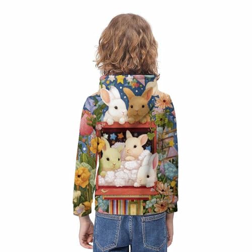 Sweat à capuche original lapin imprimé 3D idée cadeau enfant 10-12 ans - 4
