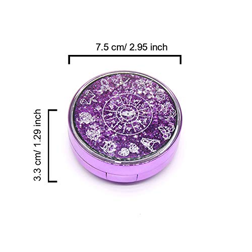 Cute Fashion Contact Lens Case, Color Sparkles Contact Lens Care Vision Care Nobleness Contact Lens Cases Kit with Mirror, Tweezers, Stick Connection, Keep Contact Lens from Drying (Purple)