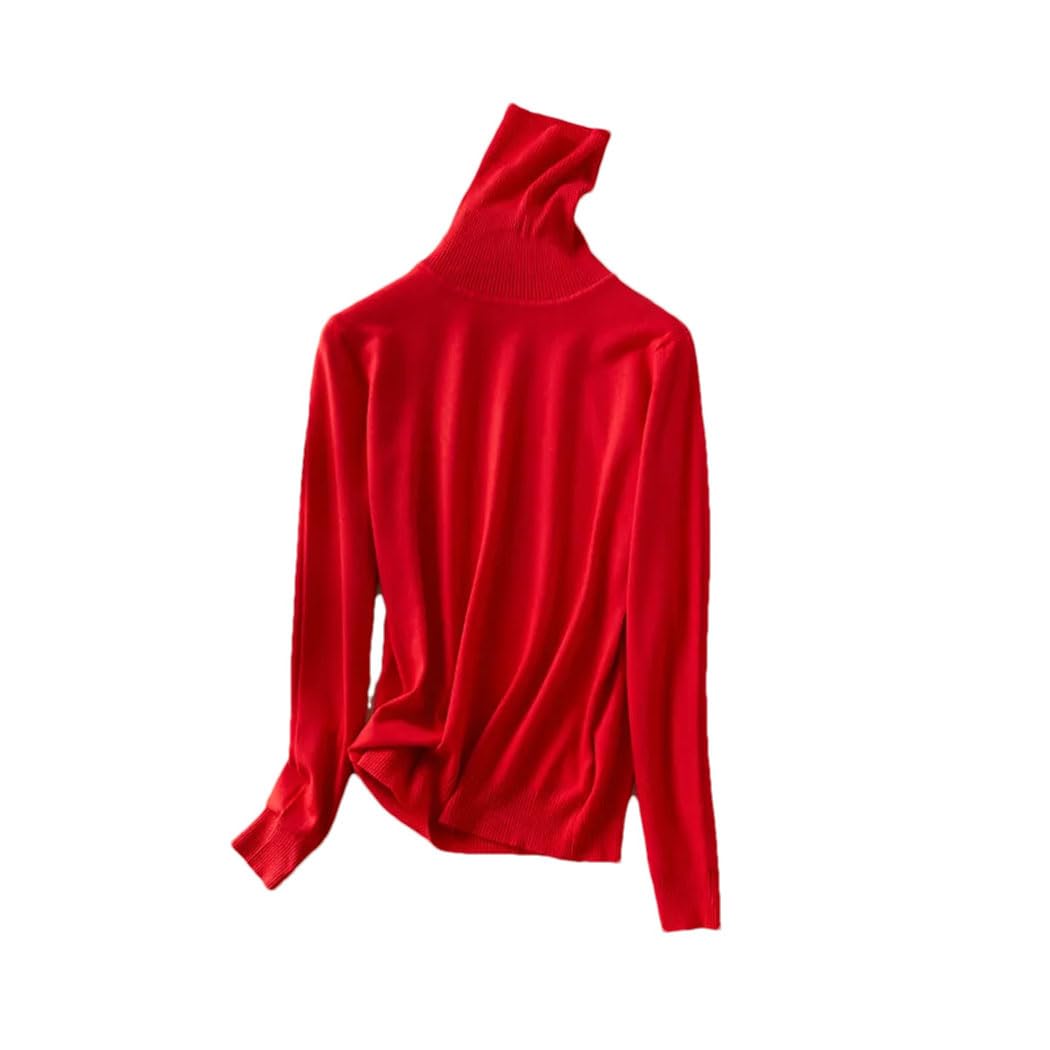 Maglione da donna oversize a maniche lunghe a collo alto autunno inverno top tinta unita maglione lavorato a maglia spessa