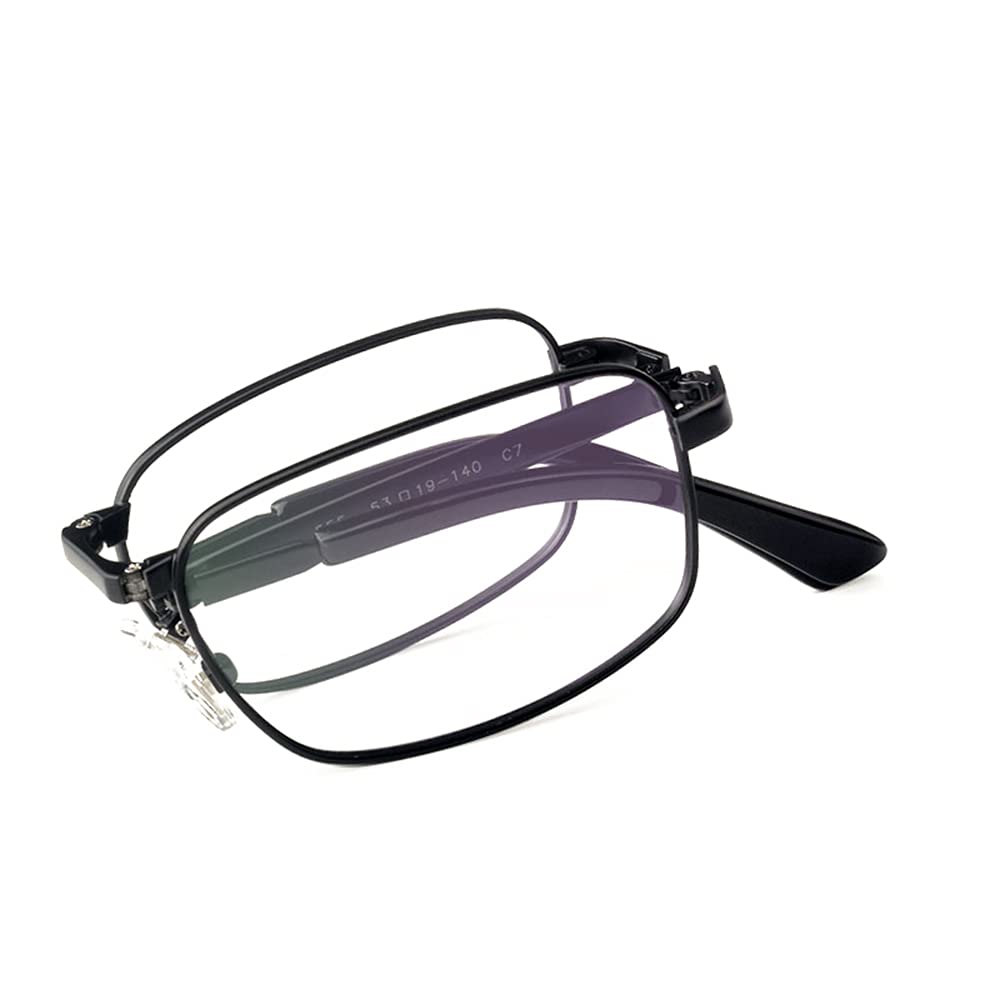 Gafas De Lectura Que Cambian De Color para Hombres con Enfoque Múltiple Progresivo Al Aire Libre, Gafas De Sol con Montura De Titanio Puro Plegable Anti-Ultravioleta,Negro,+3.00