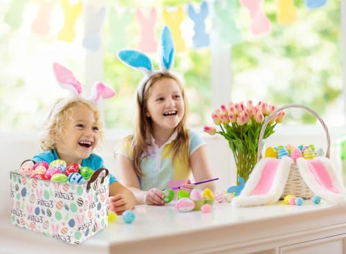 Image of Sanjiaofeng Rectangular3Pack Easter baskets , Kids Easter Storage Bins Organizer.Boys and Girls,Easter Bunny Eggs Decor,Toys,Books,Easter Gifts . (3Pack Easter)