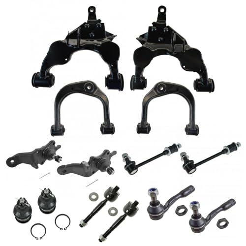 TRQ Front Steering & Suspension Kit Ball Joint Control Arm Sway Bar Stabilizer Link Tie Rod Compatible with 2000-2002 Toyota Tundra
