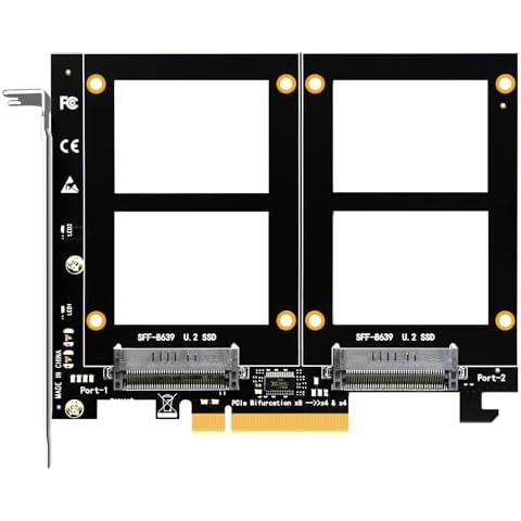 GLOTRENDS PU21 Dual U.2 SSD to PCIe 4.0 X8 Adapter, Support 2 x U.2 SSD or Soft Raid, Without PCIe Splitter Function (PCIe Bifurcation Motherboard is Required) Cover