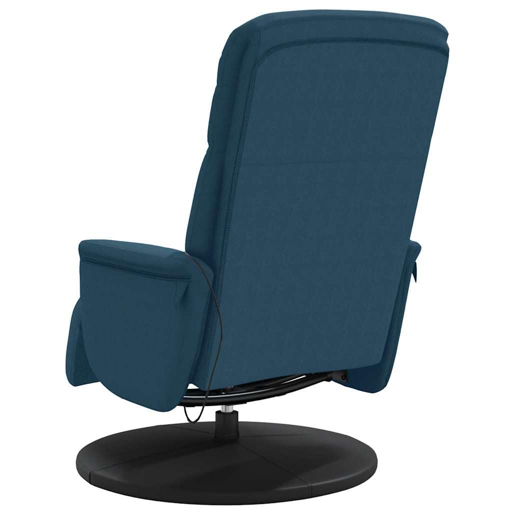 vidaXL Massagesessel Verstellbare Rückenlehne Fußteil Drehbar Relaxsessel mit Liegefunktion Blau Samt