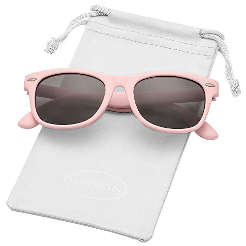 Kids Polarized Sunglasses For Boys Girls Tpee Rubber Flexible Frame Shades Age 3-10 (Pink) #TOP4