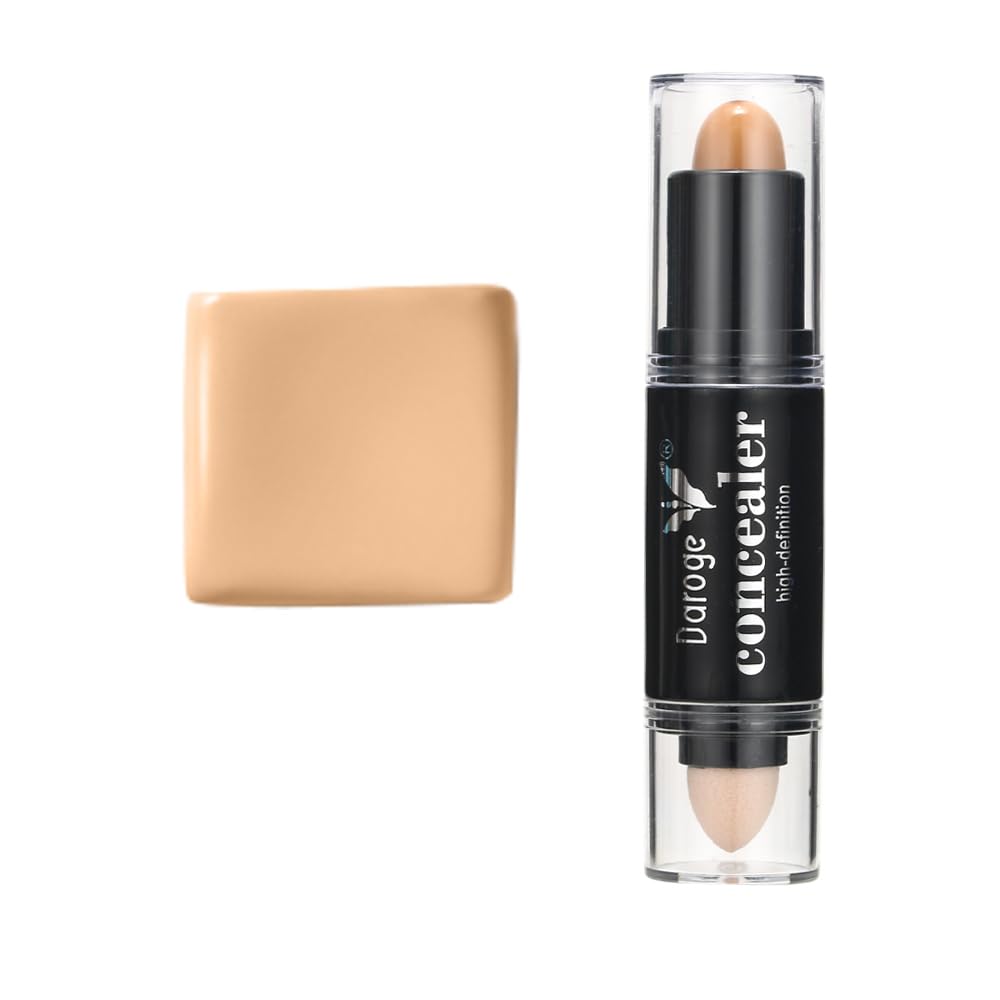 Daroge2 in1 Eye HD Stick Matte Concealer With Sponge Facial Makeup All Skin Types, Longwear Medium- Full Coverage with Creamy Finish, Lightweight Formula Concealer 5 Gram (Sand Brown)