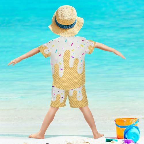 Image of Boy Shorts Sets Hawaiian Outfit Kid Summer Button Down Shirt and Short 2 Piece Sets for 3-10T