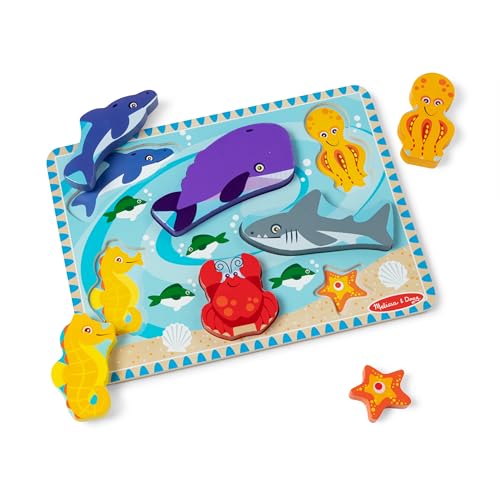 Image of Melissa & Doug Sea Creatures Ocean Wooden Chunky Puzzle - 7 Pieces