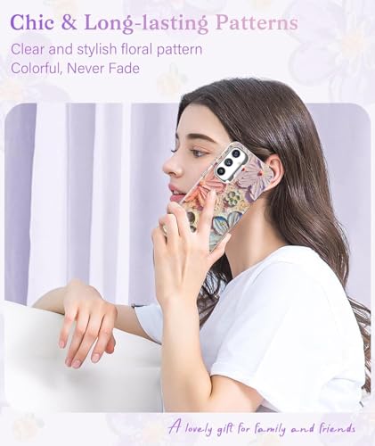 Image of Elzzi Compatible with Samsung S24 FE 5G Case Laser Flower Oil Painting Cute Colorful Blue Ray Bumper with Full Camera Protection Shockproof PC+TPU Glossy Shiny Cover for Girls Women, Pink