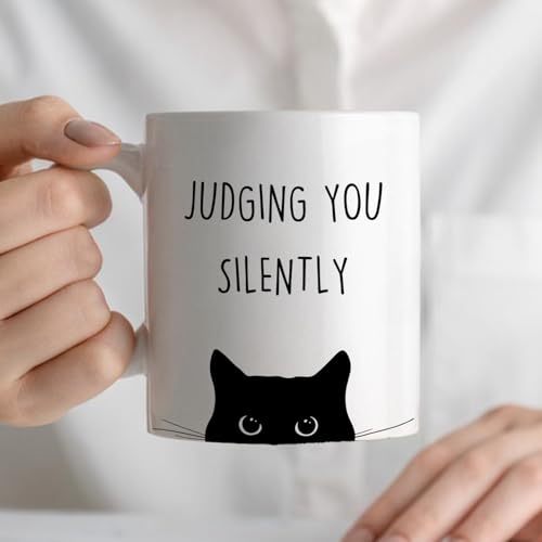 Taza de Cerámica Negra con Diseño de Gato 11 oz miniatura 5