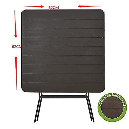 لاني طاولة بلاستيكية محمولة قابلة للطي بتصميم خشبي 62 × 62 سم تتسع لـ 2-4 اشخاص للحفلات والنزهات والحديقة والطعام والمطبخ والبوفيه والمطاعم (بني 3)