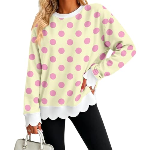 Oversized Sweatshirt for Women Cotton Scalloped Hem Trendy Pullover - image 4