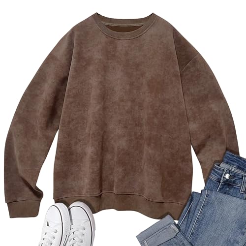 Oversized Sweatshirt for Women Fashion: CrewNeck Causal Basic Fall Clothes Tops Loose Fit Pullove
