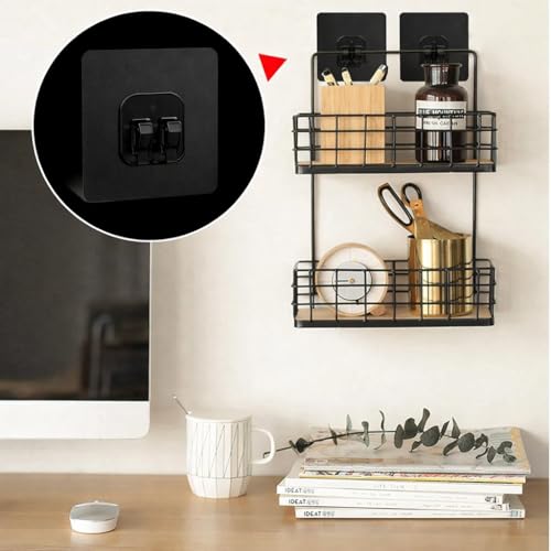 Image of 6 PCS Shower Caddy Adhesive Replacement Strong Waterproof Adhesive Hooks No Drilling Wall Hooks for Bathroom Storage Shelves Kitchen Rack Corner Basket Holder Double Claw PVC Hook