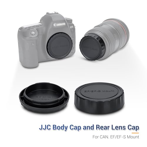 Image of JJC 2-Pack EF Mount Body Cap Rear Lens Cover for Canon T6 T7 T5 90D 80D 5D | for Canon Rebel T4i T5i T6i T6s T7i T8i XTi XSi SL3 SL2 70D 77D 60D 5D Mark II III IV 6D 7D & More EF Mount Camera and Lens