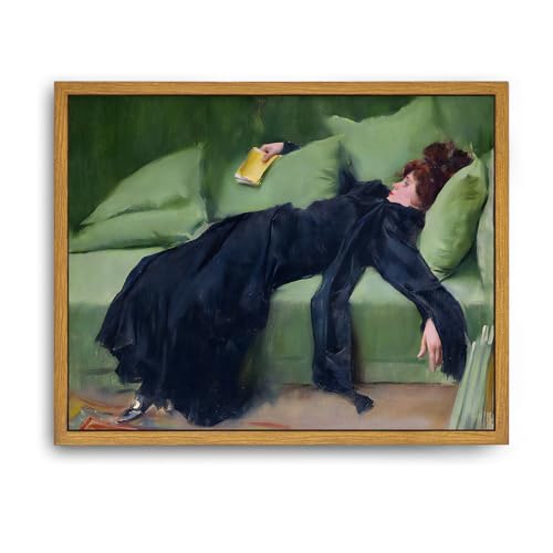 Roslynity Framed Canvas Wall Art Vintage Print Oil Painting Decadent Young Woman After the Dance Moody Portrait Retro Aesthetic Artwork for Home Living Room Bathroom Bedroom Wall Decor (8"x10")