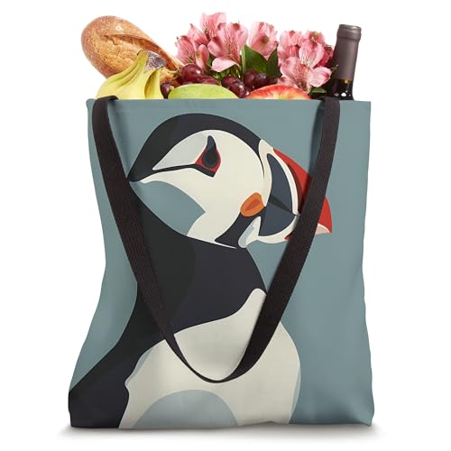 Bolso tote minimalista con estampado de animales y vida silvestre Puffin miniatura 4