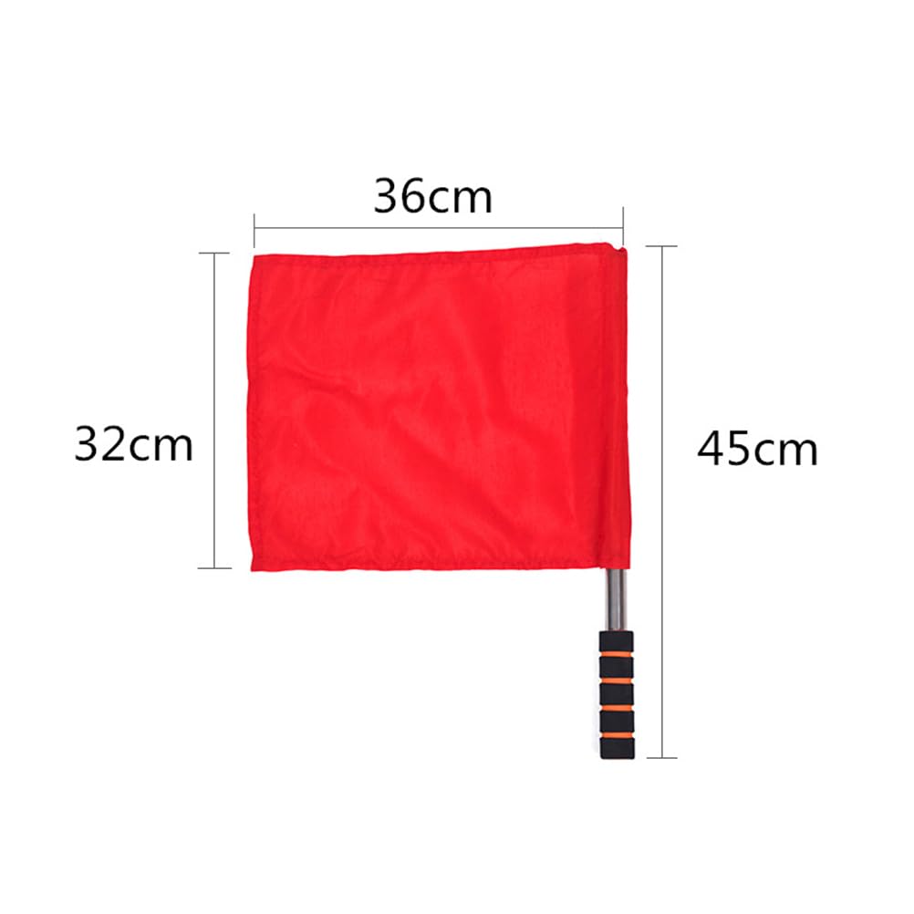 FAVOMOTO 4PCS Referee Flags with Sponge Handles - Red Stainless Steel Track and Field Flags Ideal for Track and Field Soccer Volleyball Events - Includes Bag and Corner Flags