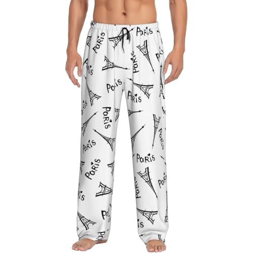Eiffel Tower Paris Mens Pj Pants,Soft Men Lounge Pants,Mens Pajama Pants Bottoms,Sleep Pants For Men4