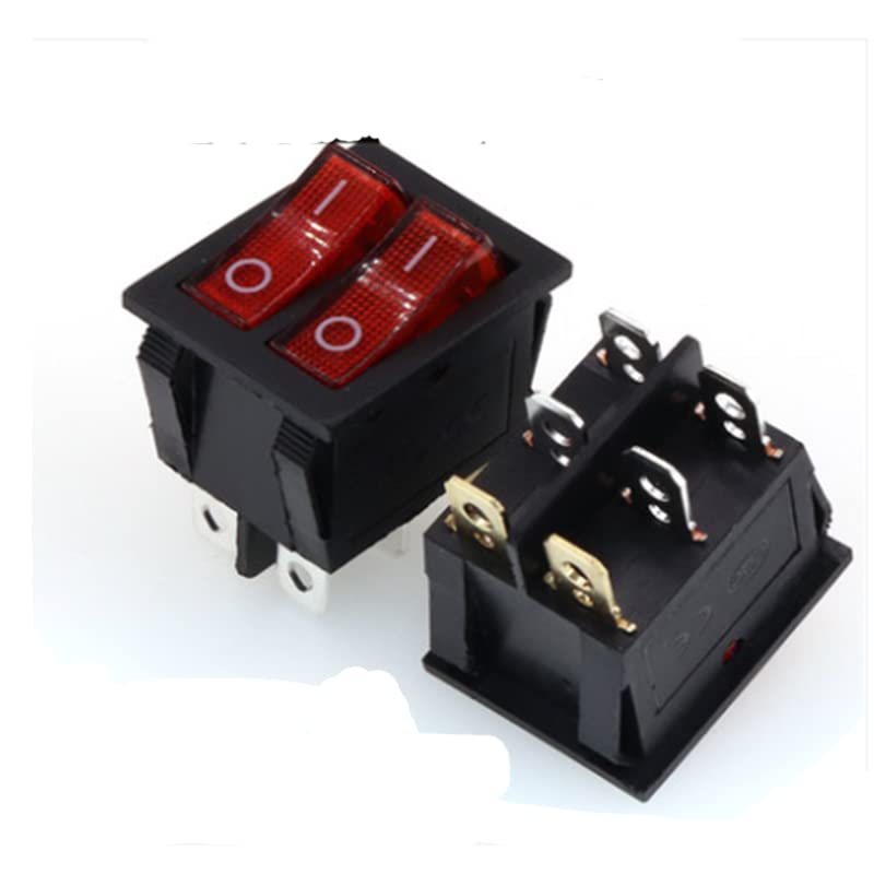 Commutateur rocker rouge double DPDT 6 broches on-on interrupteur encastrable