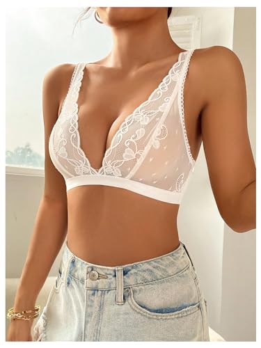 SOLY HUX Women's Lace Bras Deep V Neck Wireless Bra Comfort Everyday Bralette3
