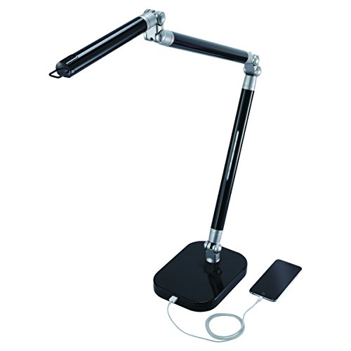 Black+Decker Pureoptics Summit Flex Ultra Reach 10W Flicker-Free Natural Daylight Led Desk Lamp With Usb Charging Port, 6 Dimming Levels (447 Lumens), Black/Gray (Led10Arc-Blk) #TOP1