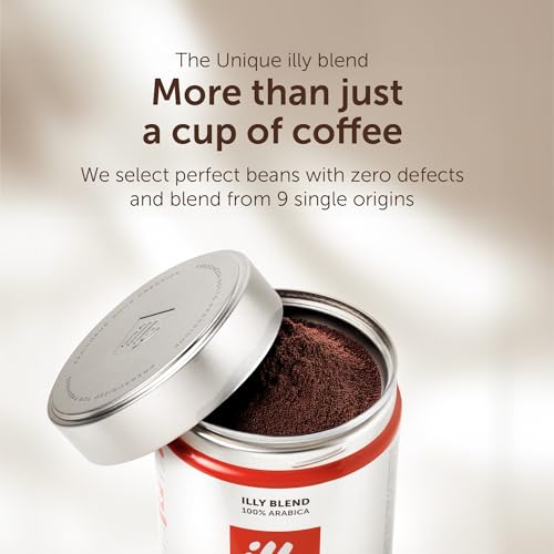 illy Coffee - Classico Ground Coffee - Medium Roast - 100% Arabica Coffee - Ideal for Espresso Preparation - 250g Tin