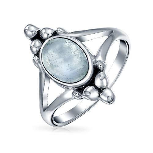 Bling Jewelry Boho Bali Estilo Ovalado Declaración Azul Lapislázuli Piedra Preciosa Anillo Para Adolescente Split Shank Banda Oxidado .925 Plata De Ley