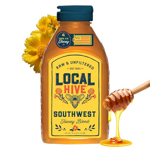 Image of Local Hive Southwest Raw & Unfiltered - 16 oz | 100% Pure U.S. Honey | Natural Sweetener Sourced from American Bees & Beekeepers | Medium-Bodied Cedar Flavor | Ideal for Tea, Baking & Cooking