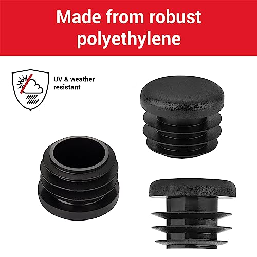 LouMaxx Lamellar Plugs Round 42 mm, Tube Cover Round Black Plugs for Pipe 42 mm, Round Pipe Plugs Made of Robust Plastic - Image 3