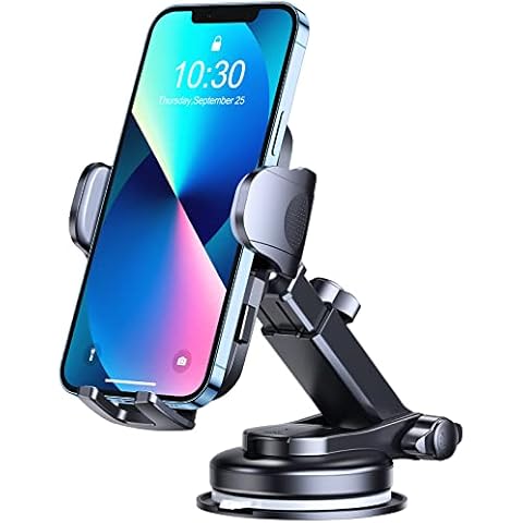 Mohard Phone Holder for Cars, Super Stable Car Phone Holder for Dashboard & Windscreen, 360° Rotation Mobile Phone Mount Cradle One Button Release with Strong Sticky Gel Pad for 4-7.0” Smartphones Cover