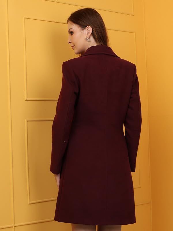 Image of PLAGG Women's Notched Lapel Long Overcoat