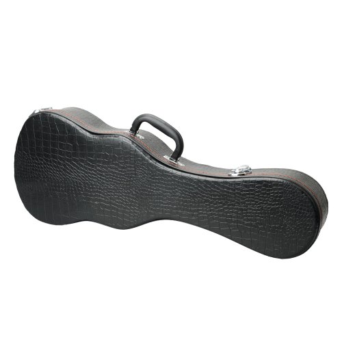 LYKOS Student 23\" Concert Python Pattern Leather Ukulele Case Classic Hard Case (Black) - Thumbnail 4