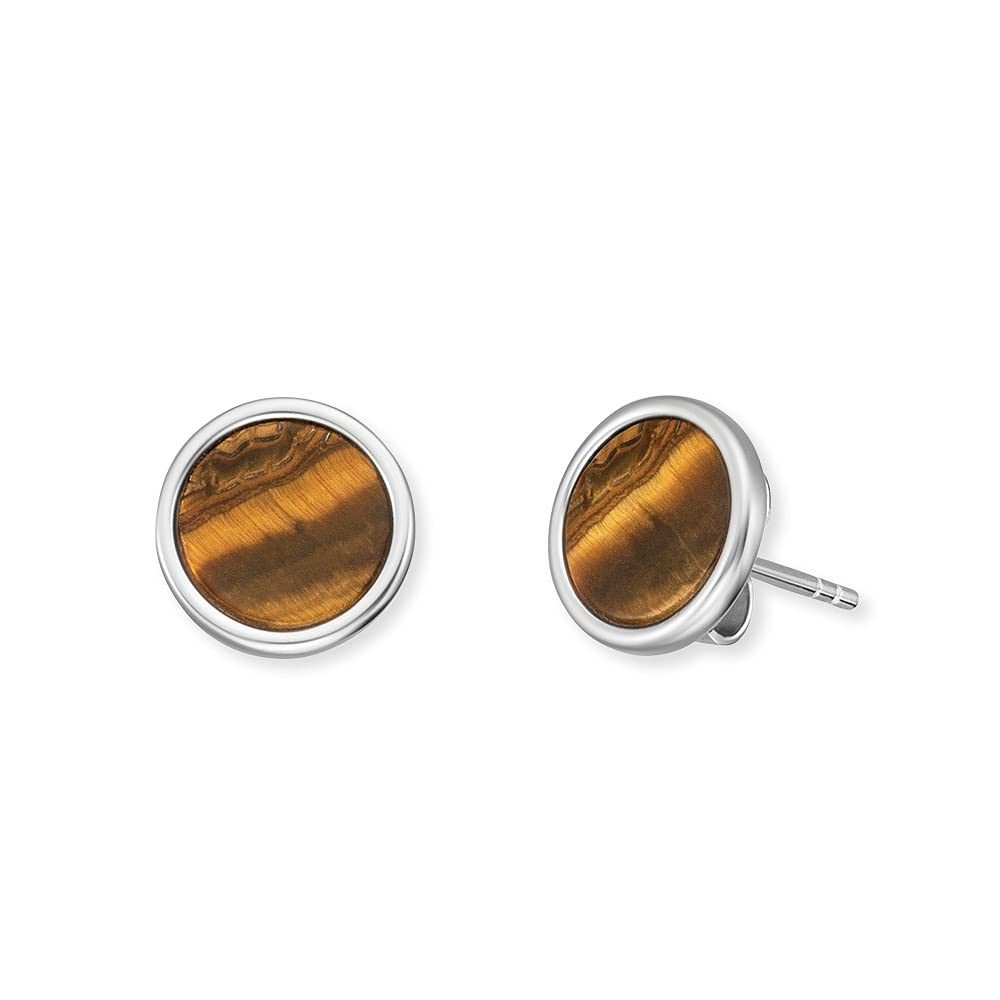 Angel Whisperer Powerstone Hoop Earrings | 925 Sterling Silver • Tigers Eye Pendant • Ø 10mm