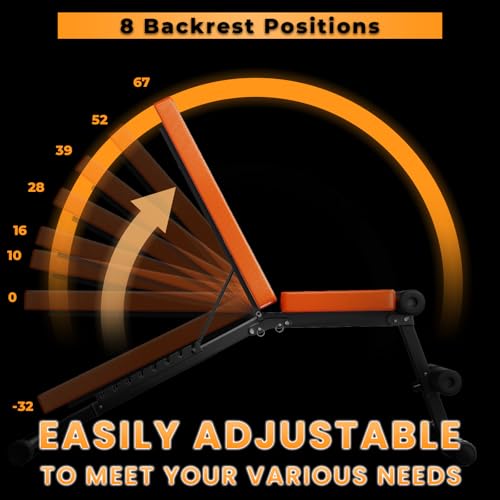 naspaluro Weight Bench Adjustable, Full Body Exercise Folding Fitness Workout Bench with 7 Positions, Exercise Bench for Weight Lifting & Sit Up Abdominal Supine Board Flat Home Gym - Image 4