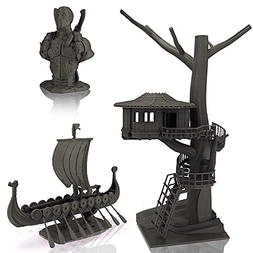 Image of AMOLEN 3D Printer Filament, Ebony Black Wood PLA Filament 1.75mm, 3D Printing Filament with 20% Real Wood Fiber,1kg