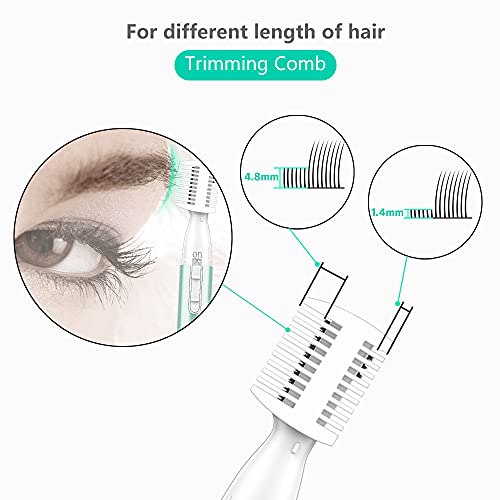 Eyebrow Trimmer, Funstant Precision Electric Eyebrow Razor for Women Battery-Operated Facial Hair Remover with Comb No Pulling Sensation Painless for Face Chin Neck, Upper-Lip, Peach-Fuzz - Image 3