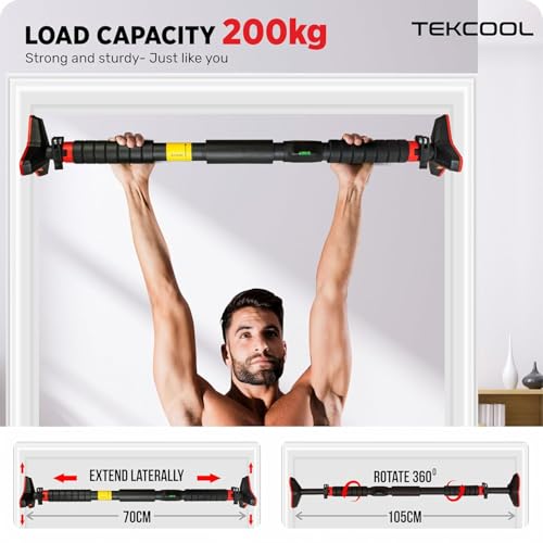 Image of TEKCOOL Pull Up Bars for Home Workout -Chin Up Bar Gym Accessories for Men Door Way Adjustable Hanging Rod Without Screw, Anti-Skid Grip, Strength Training Exercise Bar- Pullup Bar'