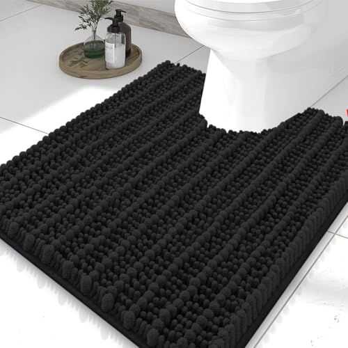 Smiry Bathroom Toilet Rugs U Shaped 24X20 Chenille Bath mats for Toilet