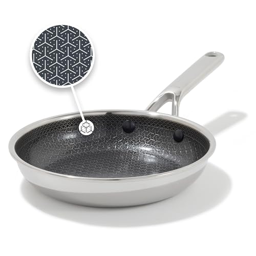 Image of OXO Hybrid 8” Nonstick Stainless Steel Frying Pan, Durable PFAS-Free Ceramic Skillet, Stay-Cool Handle, Induction & All Cooktop Compatible, Dishwasher Safe, Mirror Polished Tri-Ply