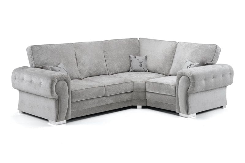 Sofa Selection's Verona High Back Grey & Black Fabric 4-Seater 2C1 Corner Sofa with Left and Right Configuration - Customize Your Comfort (Grey, 2C1 Right Hand Corner)