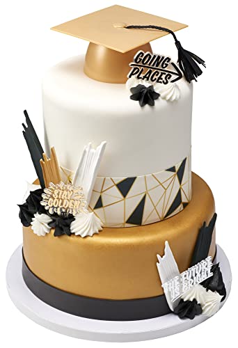 Decopac Gold Grad Cap With Tassels Cake Topper, Elegant Graduation Hat Cake Decoration, Food Safe, Pack Of 12, 25411 #TOP6