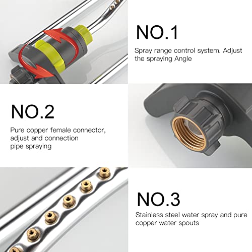 Hh Together Metal Oscillating Garden Sprinkler 17 Clog-Resistant Brass Nozzles And Rust-Proof Aluminum Base, Large Area Watering Coverage, Great For Lawn, Front Or Back Yard Sprinkling #TOP3